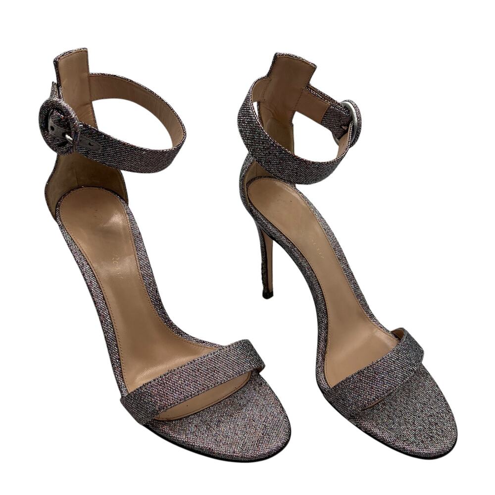 Gianvito Rossi Lurex Fabric Portofino Glitter Metallic Heels Multicolor Size 6